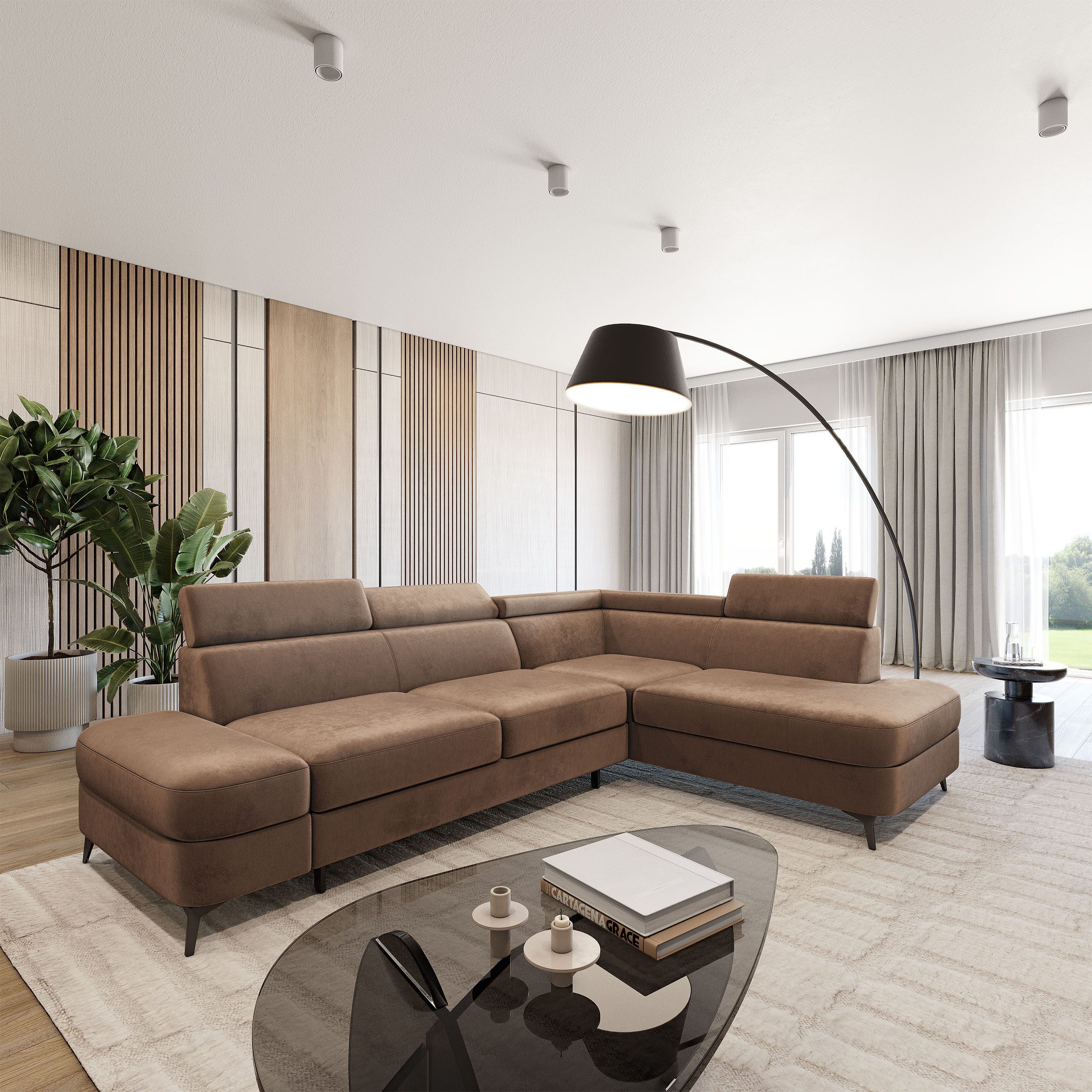 Masseno Ecksofa AVISE mit Schlaffunktion L-Form, Sofa mit Bettkasten