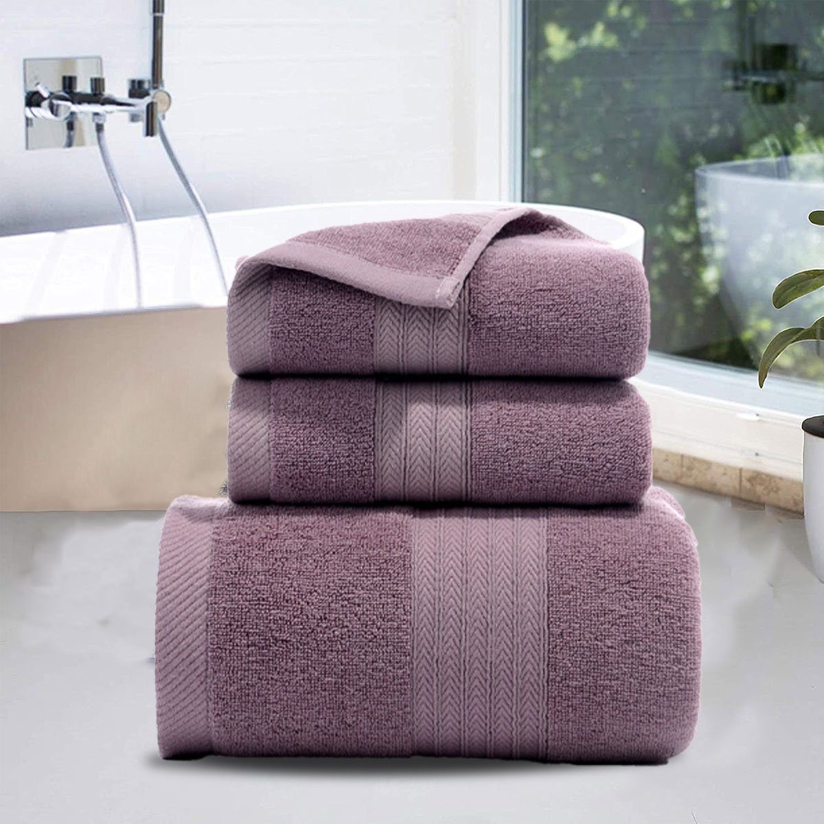 Handtuch Handtücher weich,für zu Jormftte Set und Hause Set-2xHandtuch,1xBadetuch,saugfähig Violett