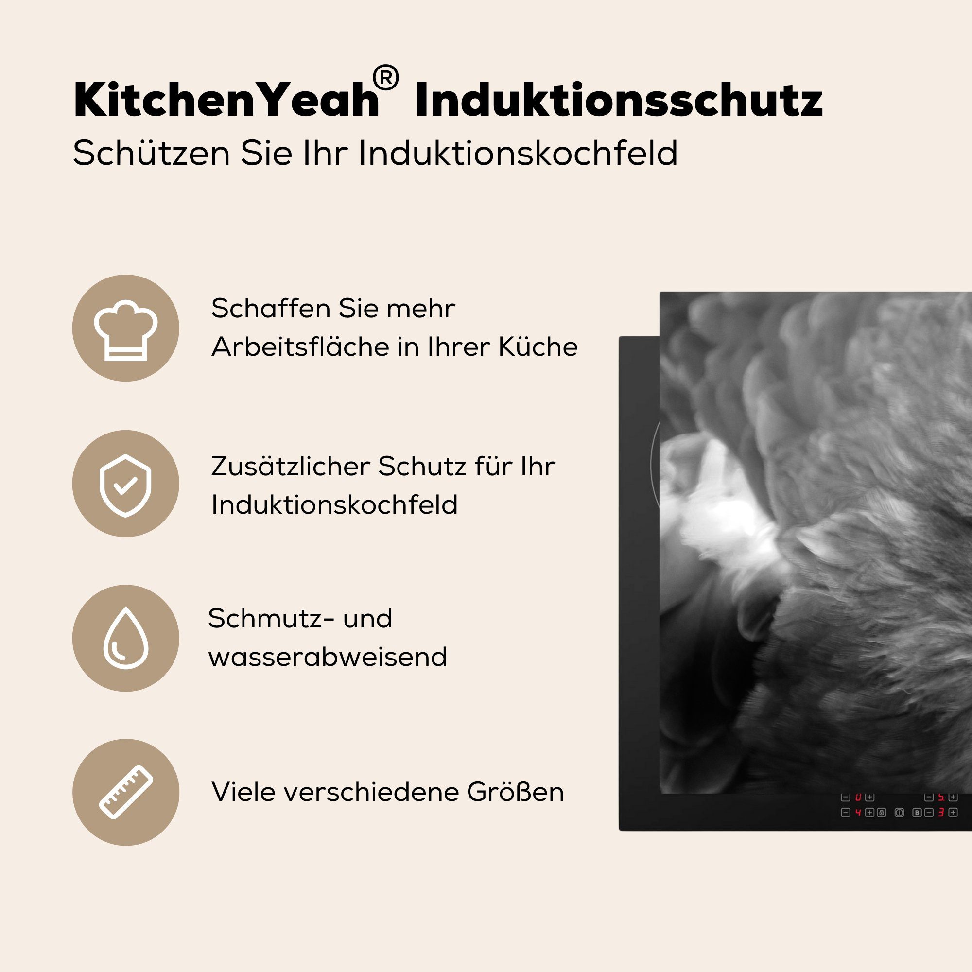 MuchoWow Herdblende-/Abdeckplatte für Schutz die 81x52 Weiß, Schwarz (1 Adler - - Induktionskochfeld tlg), Vinyl, cm, Ceranfeldabdeckung küche
