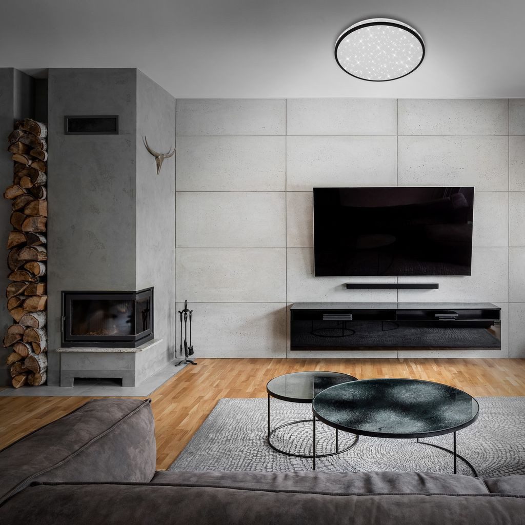 Briloner Leuchten LED Deckenleuchte 3456-215, Sternenhimmel, LED fest integriert, 2700K - Extra-Warmweiß, Sternenhimmel, IP20, schwarz, 38 cm