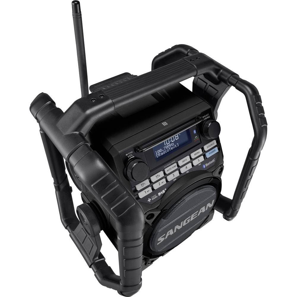Sangean Black DAB+ Baustellenradio A500422 Radio (Akku-Ladefunktion, wiederaufladbar, wasserdicht, stoßfest)