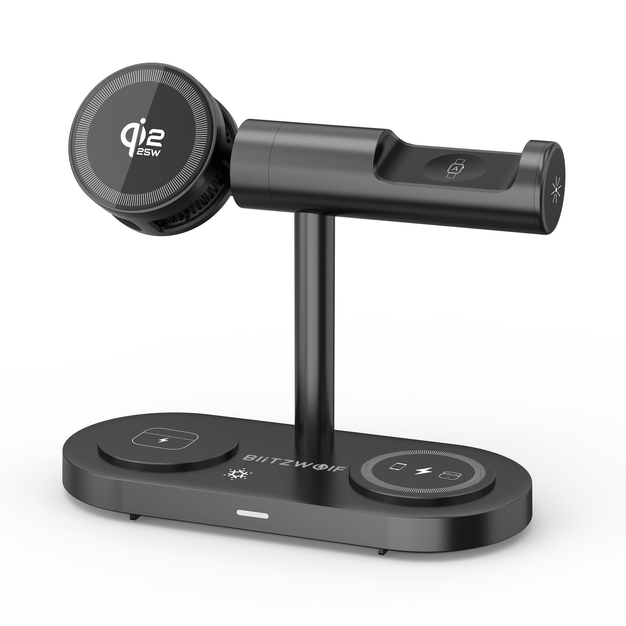 BLiTZWOLF 4-in-1 Magnetisches Wireless Ladegerät 25W Faltbarer Induktive Ladestation (mit Kühlung, Schnell Ladegerat füriPhone, Apple Watch & AirPods)