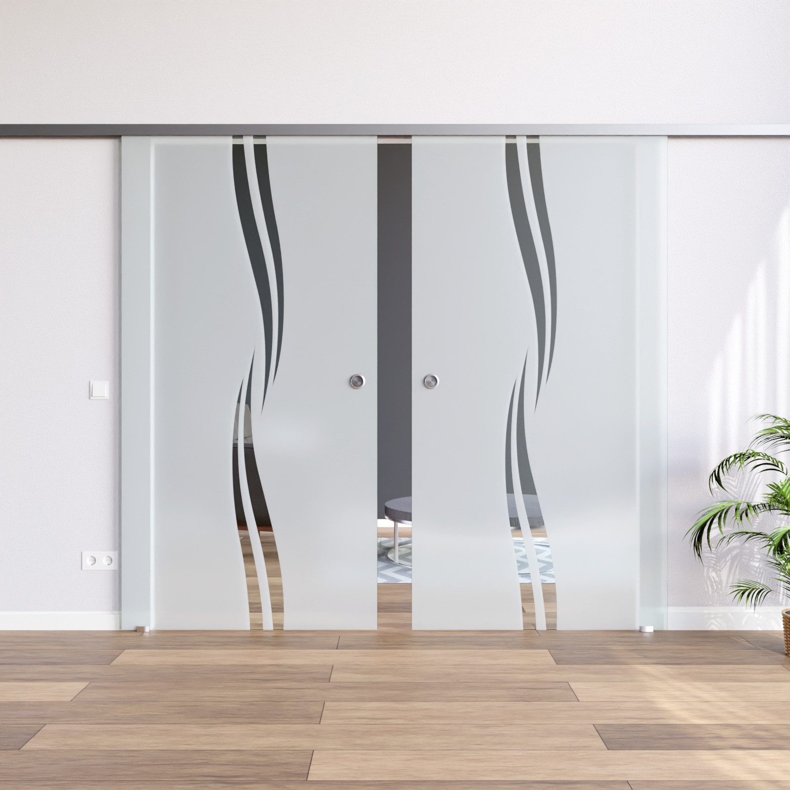 AMOD Glasschiebetür M2+DPL (SlimLine), mit Griffmuschel günstig online kaufen