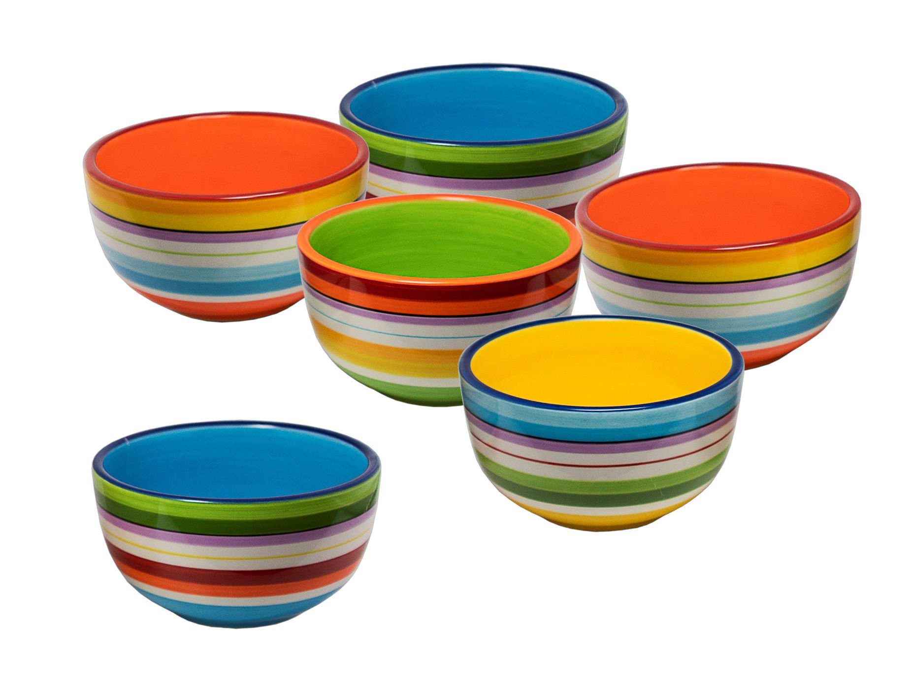 Spetebo Müslischüssel Porzellan Müslischale bunt 6er Set - 13 x 7 cm, Porzellan, (6er Set, 6-tlg), bunte Миски mit Längsstreifen