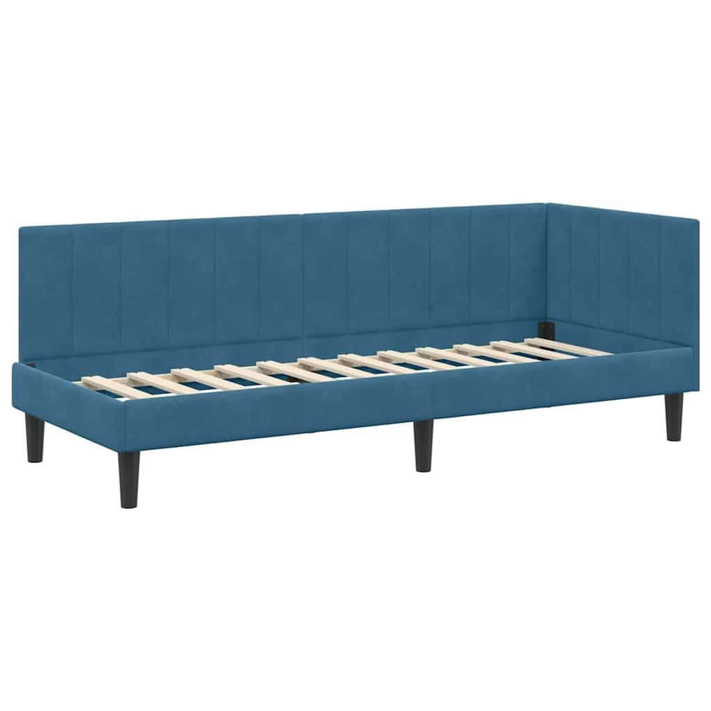 vidaXL Bett Eckbettgestell mit Kopfteil Blau 80 cm x 200 cm Stoff (1-tlg) günstig online kaufen