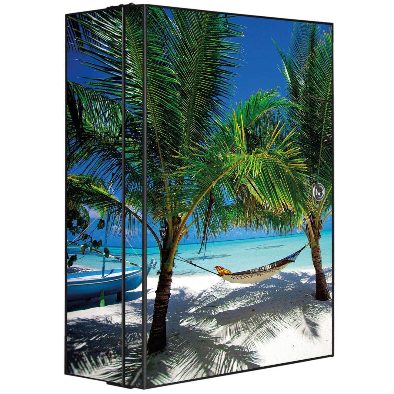 banjado Medizinschrank Stahl Strand (abschließbar, 3 große und 2 kleine Fächer) 35 x 46 x 15cm