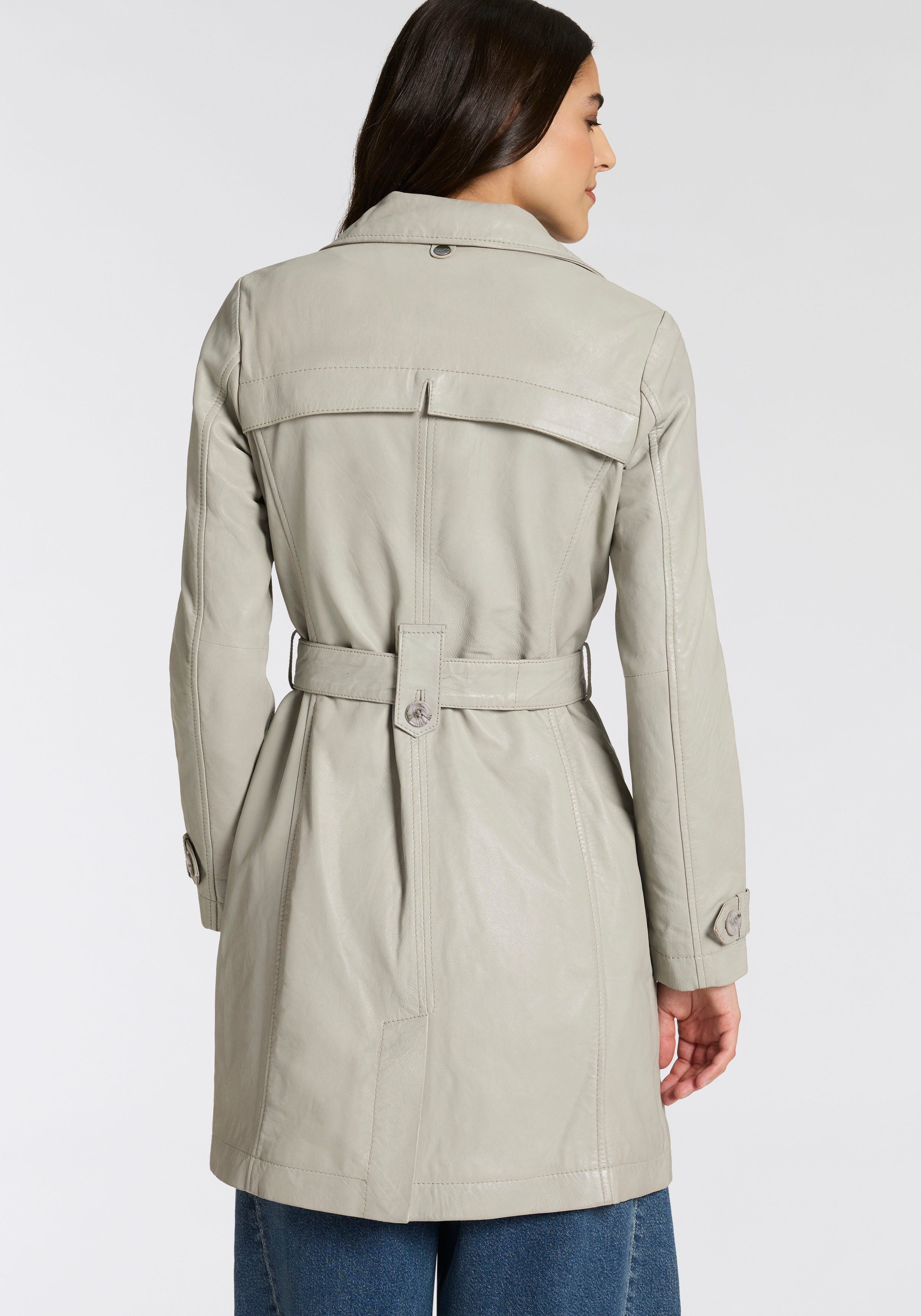 Mauritius Trenchcoat MWLeoniz aus Echtleder, mit Taillengürtel