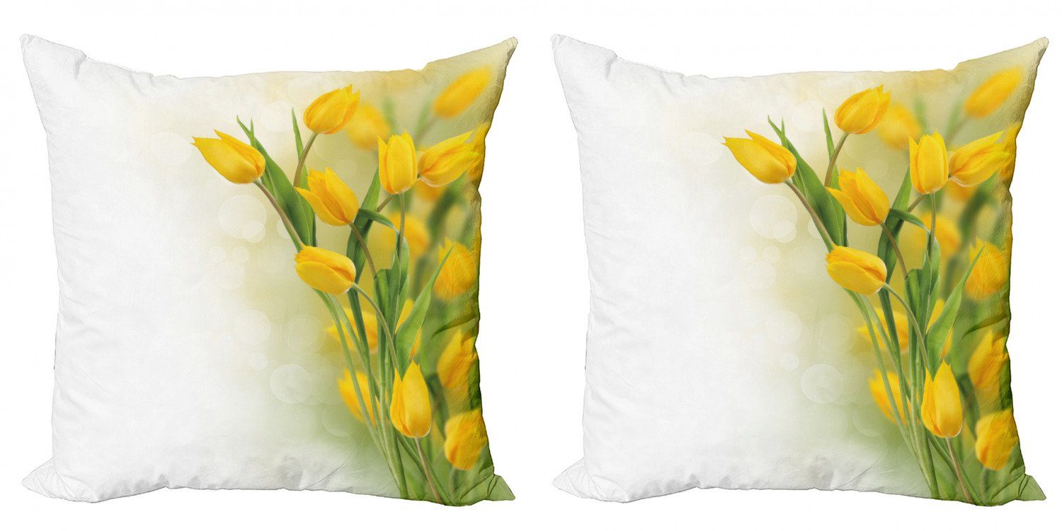 Kissenbezüge Modern Accent Doppelseitiger Digitaldruck, Abakuhaus (2 Stück), Gelbe Blume Romantische Tulpen