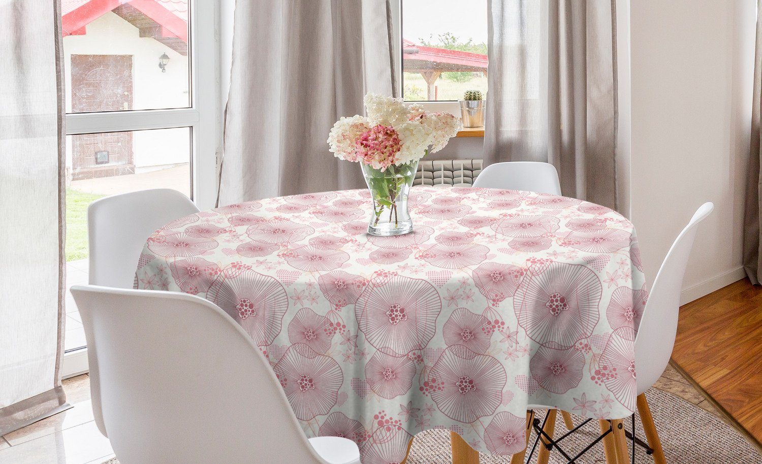 Abakuhaus Tischdecke Kreis Tischdecke Abdeckung für Esszimmer Küche Dekoration, Blumen Blooms eines romantischen Frühling