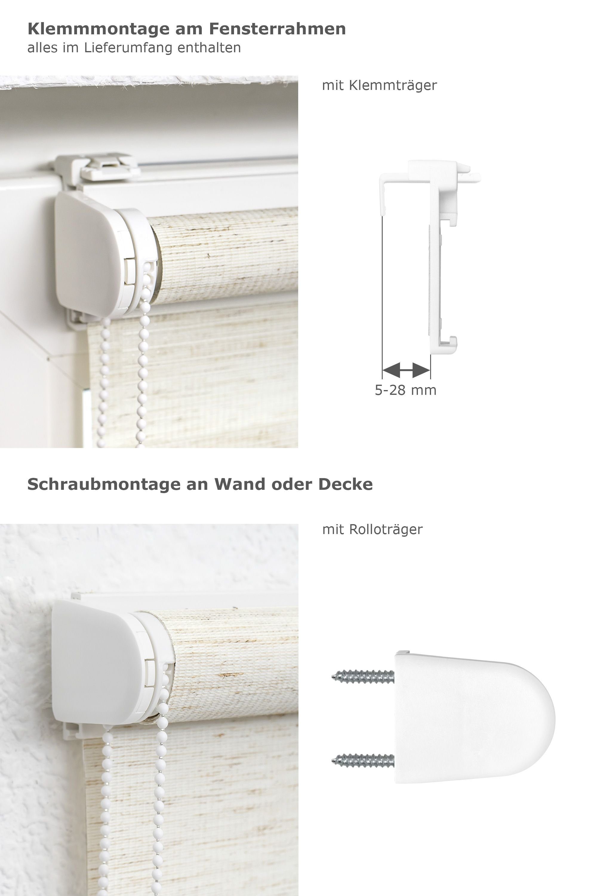 Rollo Qualitätsdoppelrollo Klemmträger Leinen, LYSEL®, blickdicht, HxB 150x60cm