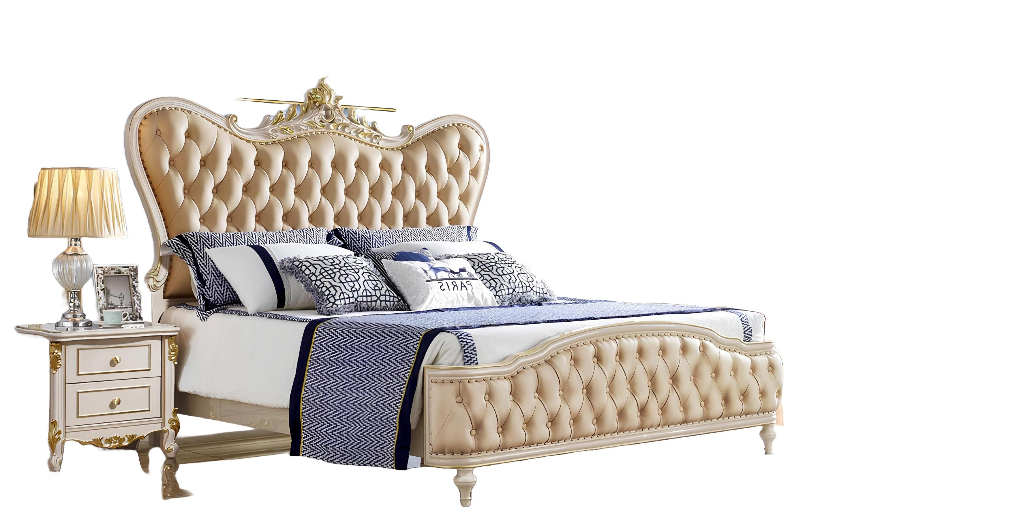 Xlmoebel Bett Chesterfield Doppelbett aus Echtholz mit luxuriöser Polsterung (Doppelbett, Bett), Hergestellt in Europa