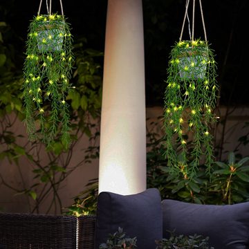Globo Gartenleuchte, LED-Leuchtmittel fest verbaut, Warmweiß, Solarleuchte Pendelleuchte Außenlampe Hängeleuchte LED Kunstpflanze 2x