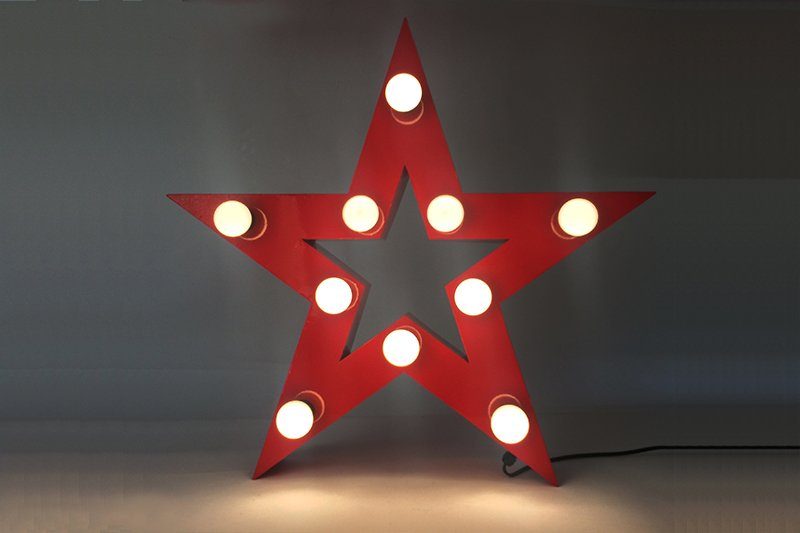 MARQUEE LIGHTS LED Dekolicht Star, Lichtquellen Leuchtmittel, Wandlampe, 10 Tischlampe Warmweiß, - ohne (exkl) Star rot 38x38cm E14