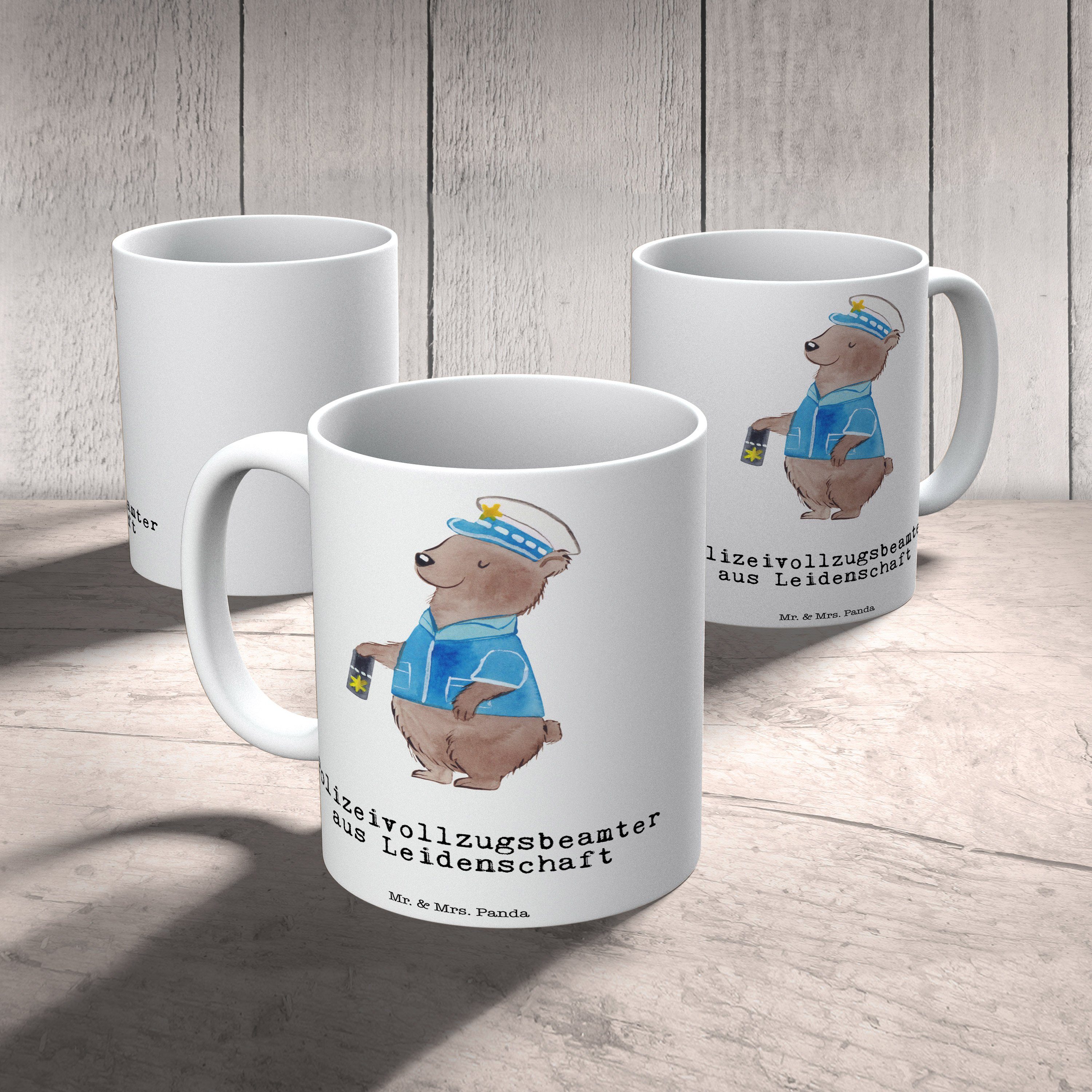 Keramik - Geschenk, aus & Mrs. Polizeivollzugsbeamter Polizist, Panda - Tasse Mr. Leidenschaft Weiß