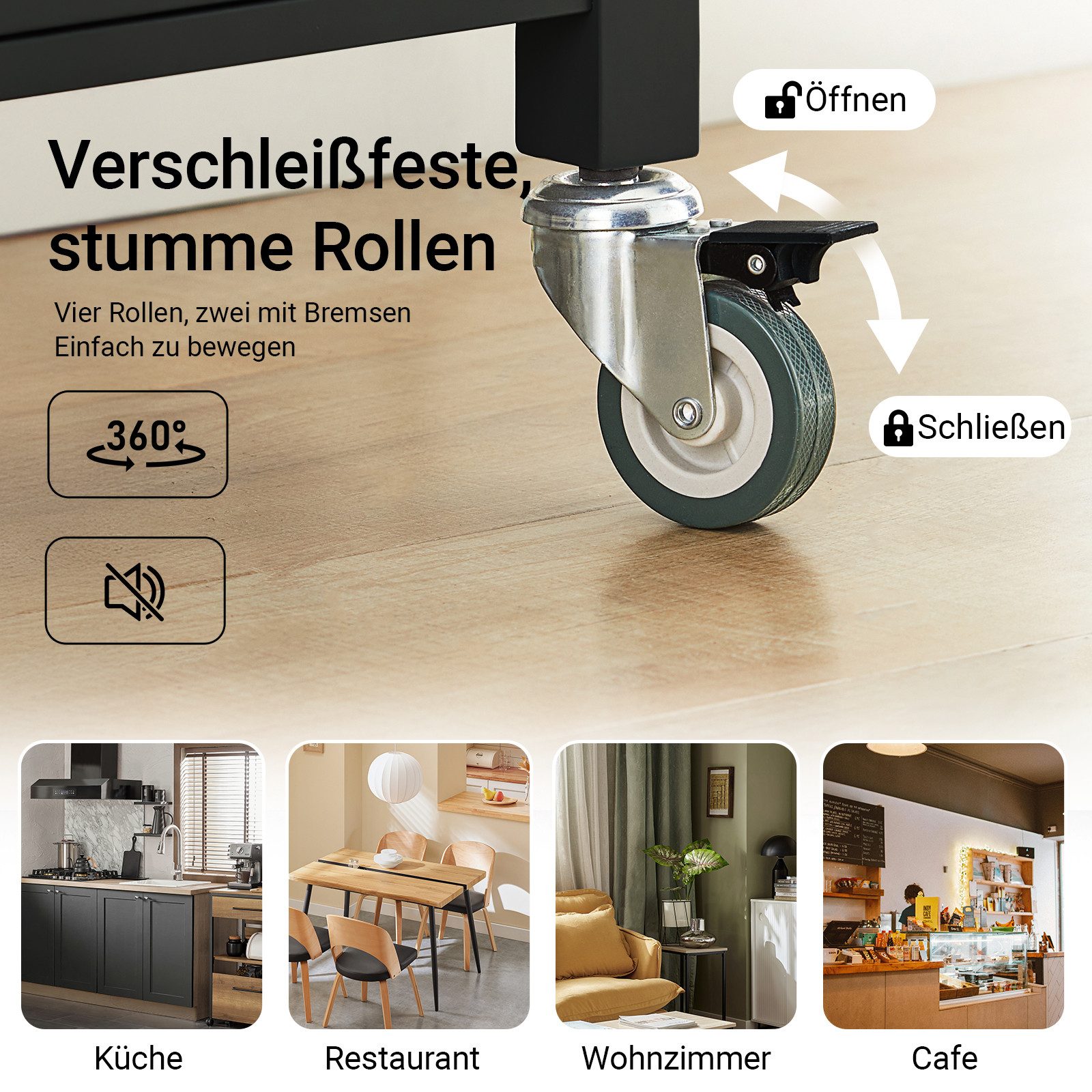 SoBuy Küchenwagen FKW22, Beistelltisch Küchenregal stehend Küchenschrank, Küchenwagen mit Rollen Servierwagen Rollwagen, Küche Esszimmer Büro – Bild 5 von 5