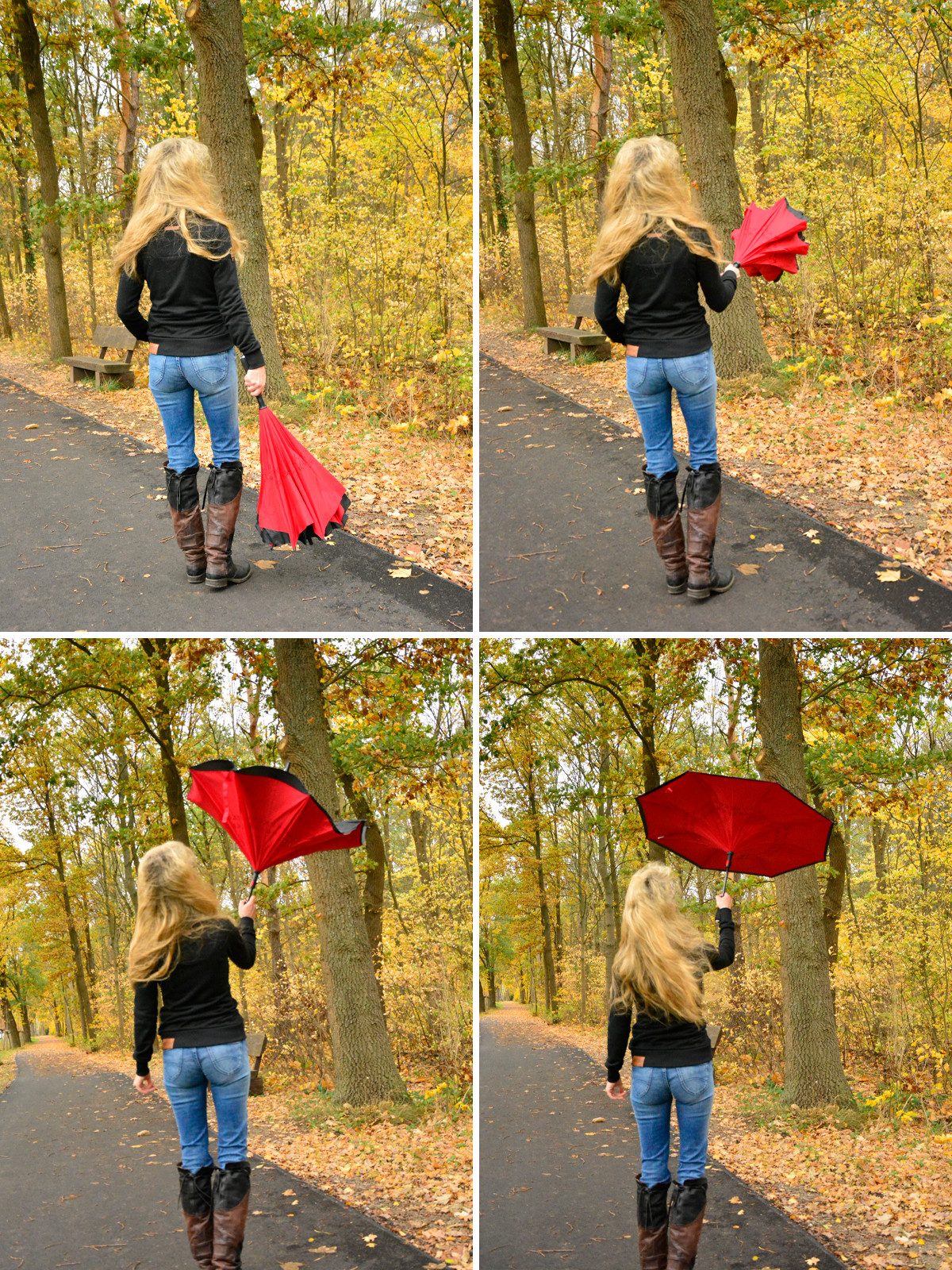 iX-brella Stockregenschirm Reverse-Schirm mit Auf-Automatik und Schirmhülle günstig online kaufen