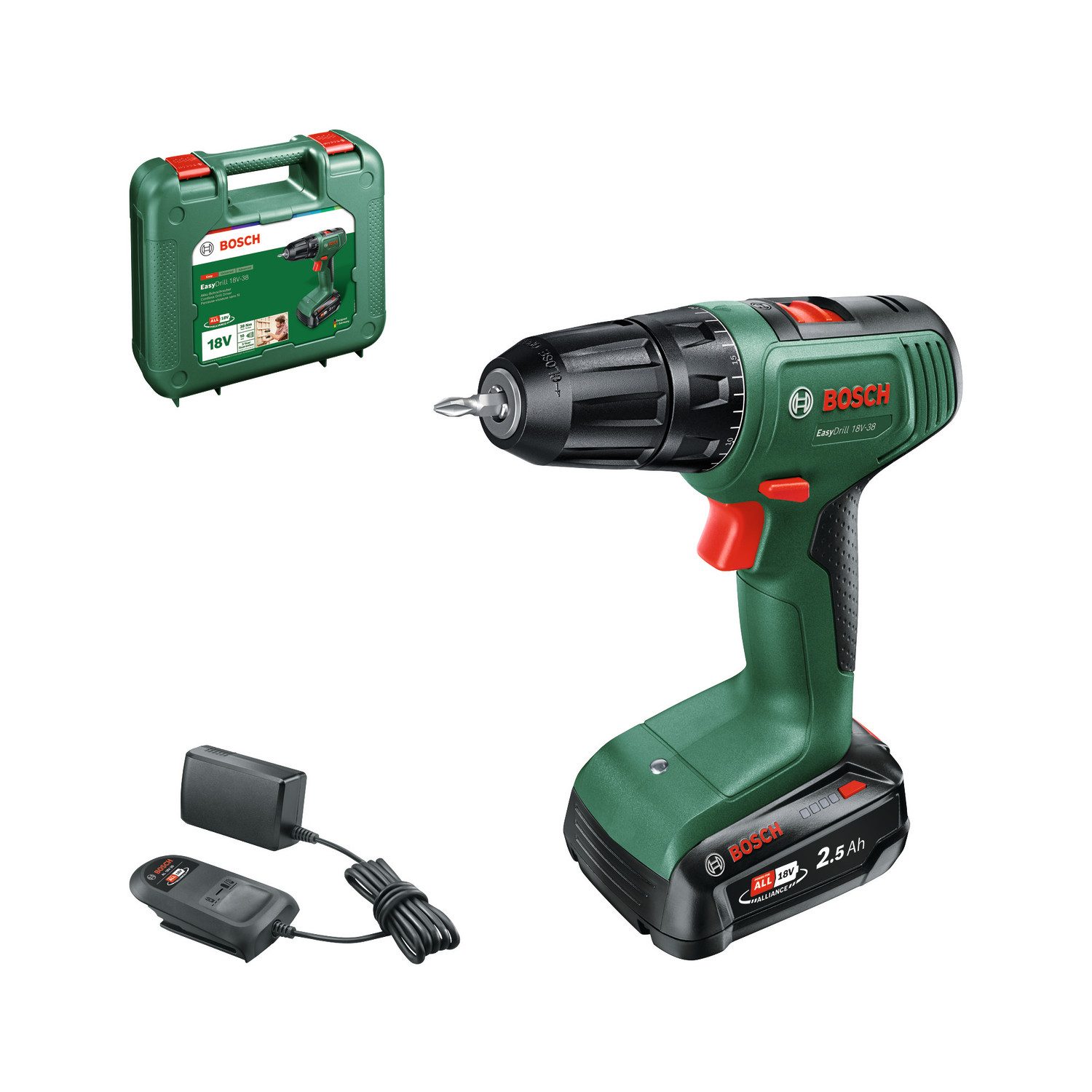 Bosch Home & Garden Akku-Bohrschrauber EasyImpact 18V-38, mit 1 x 2,5Ah Bat günstig online kaufen