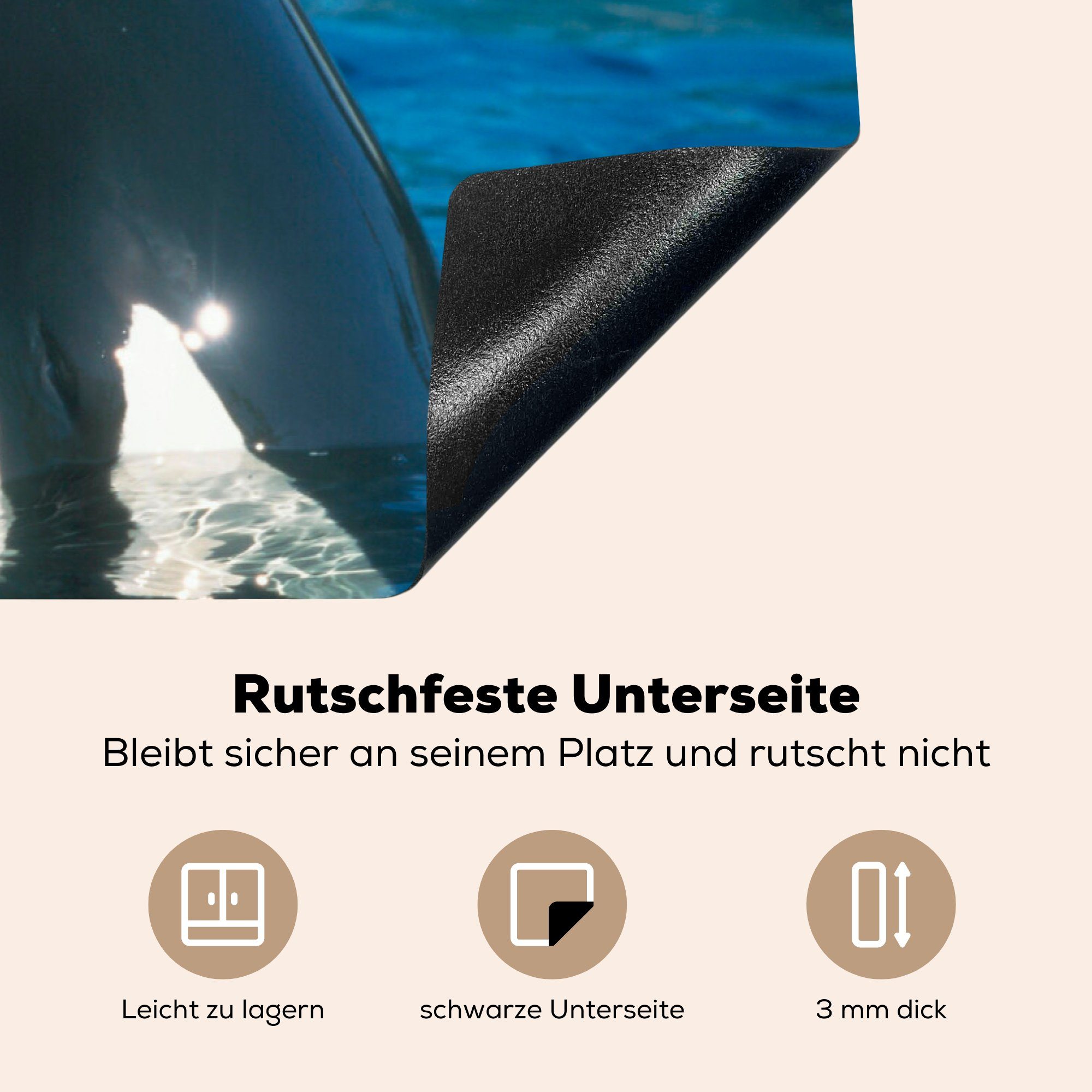 MuchoWow Ceranfeldabdeckung (1 tlg), Herdblende-/Abdeckplatte für Vinyl, Schutz cm, die 81x52 Orca nahe Induktionskochfeld Wasseroberfläche, der küche,