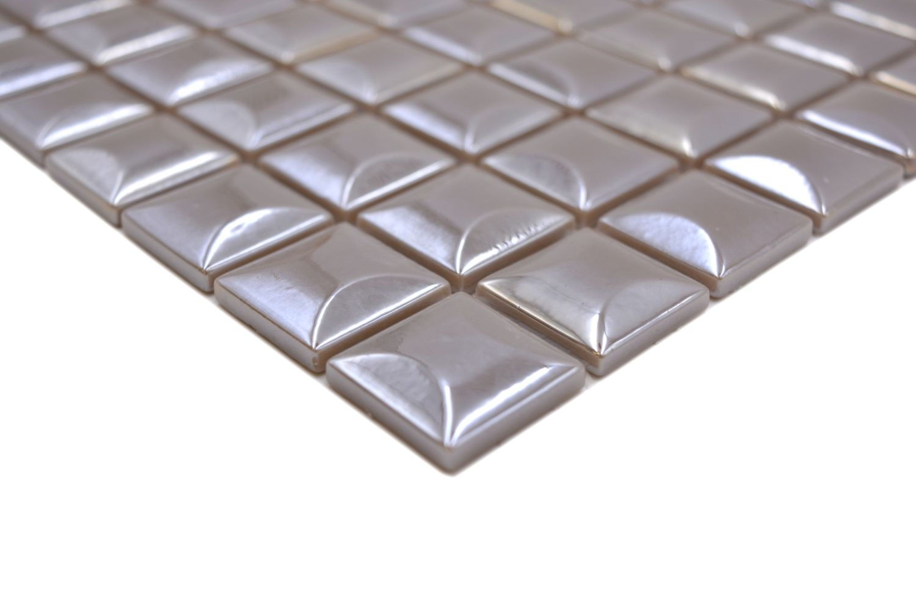 Recycling Fliese Wandbelag Mosani Mosaikfliesen Nachhaltiger coffee Glasmosaik metallic