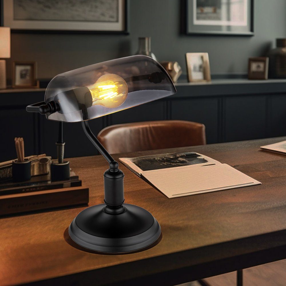 Schreibtischlampe, Leuchtmittel inklusive, Bankerlampe Tischleuchte Rauch nicht Schreibtischlampe Büroleuchte Globo Glas