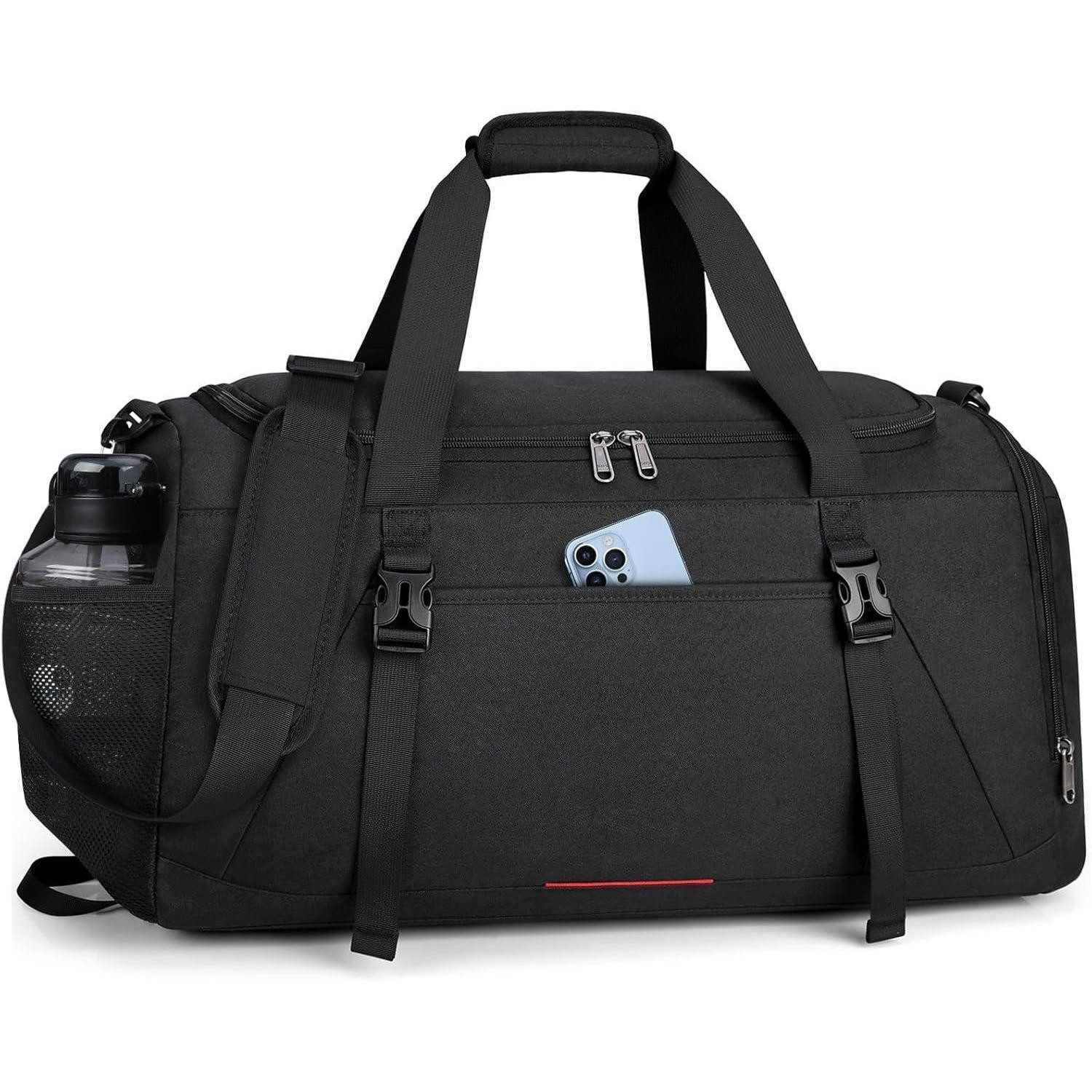 Sporttasche Sporttasche Herren Damen 55L mit Schuhfach Nassfach Schwarz