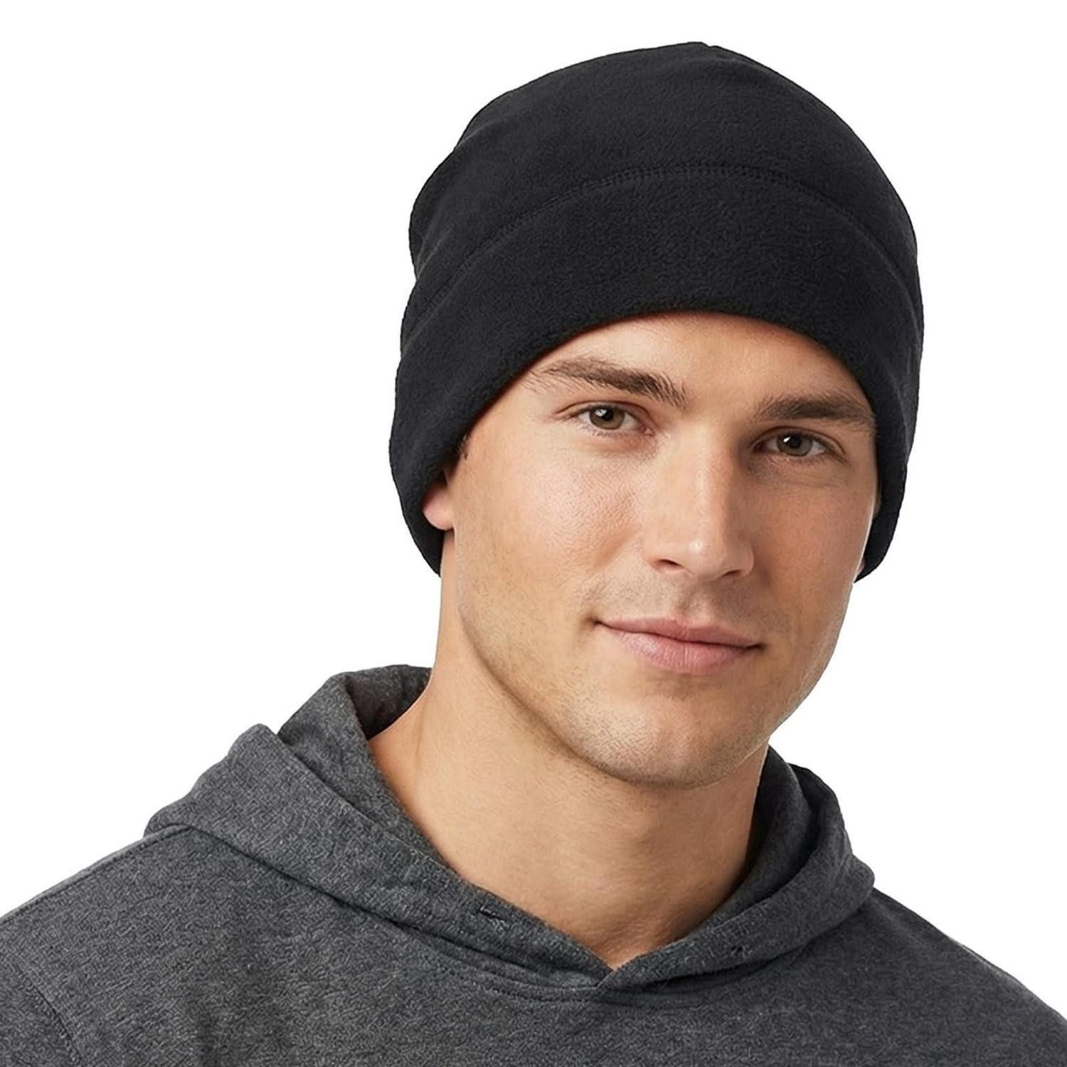 LuxusKollektion Fleecemütze Wintermütze Damen Herren Fleece Ski Beanie Einheitsgröße M Schwarz