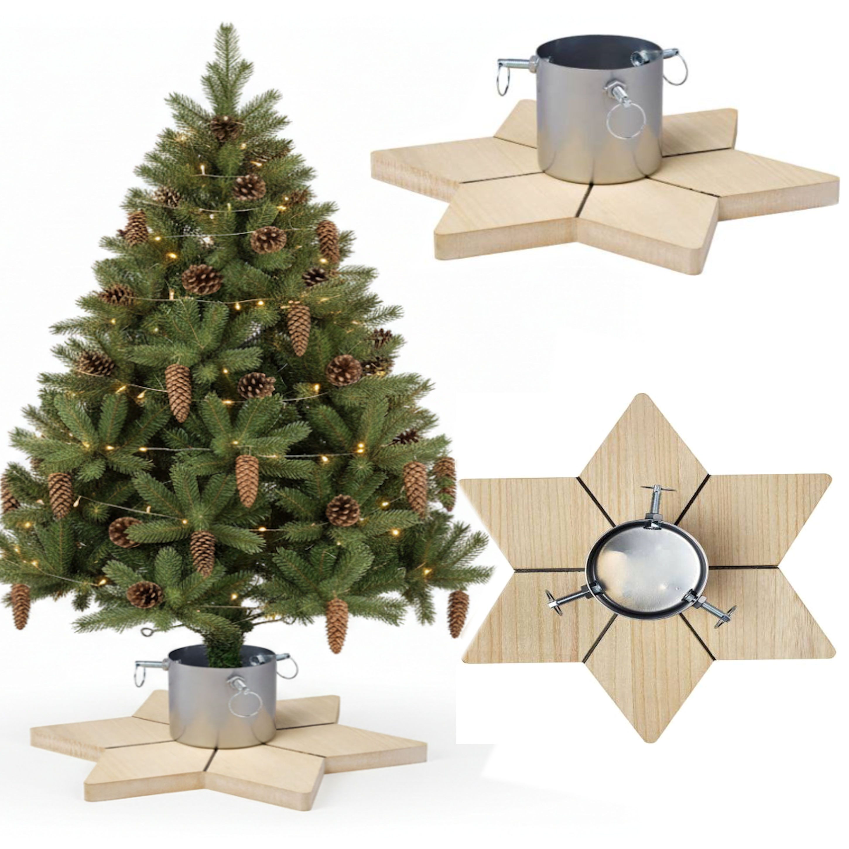 COIL Christbaumständer Ständer mit Wasserspeicher, Sockel für echten Baum, Wasserkapazität: 1-1,3 Liter, Stammdurchmesser: 3,5-11 cm