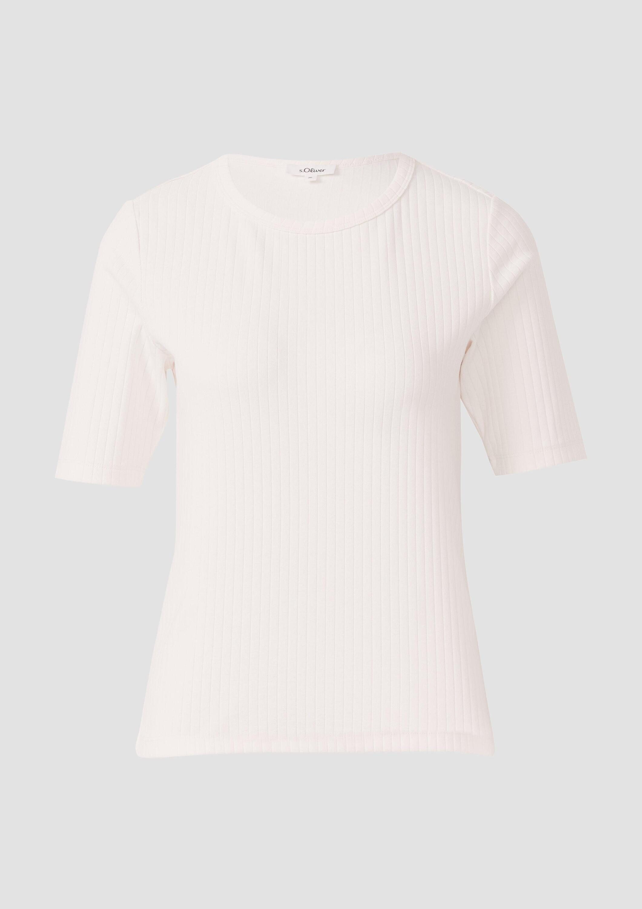 s.Oliver Kurzarmshirt T-Shirt Geripptes Jerseyshirt aus Baumwollstretch