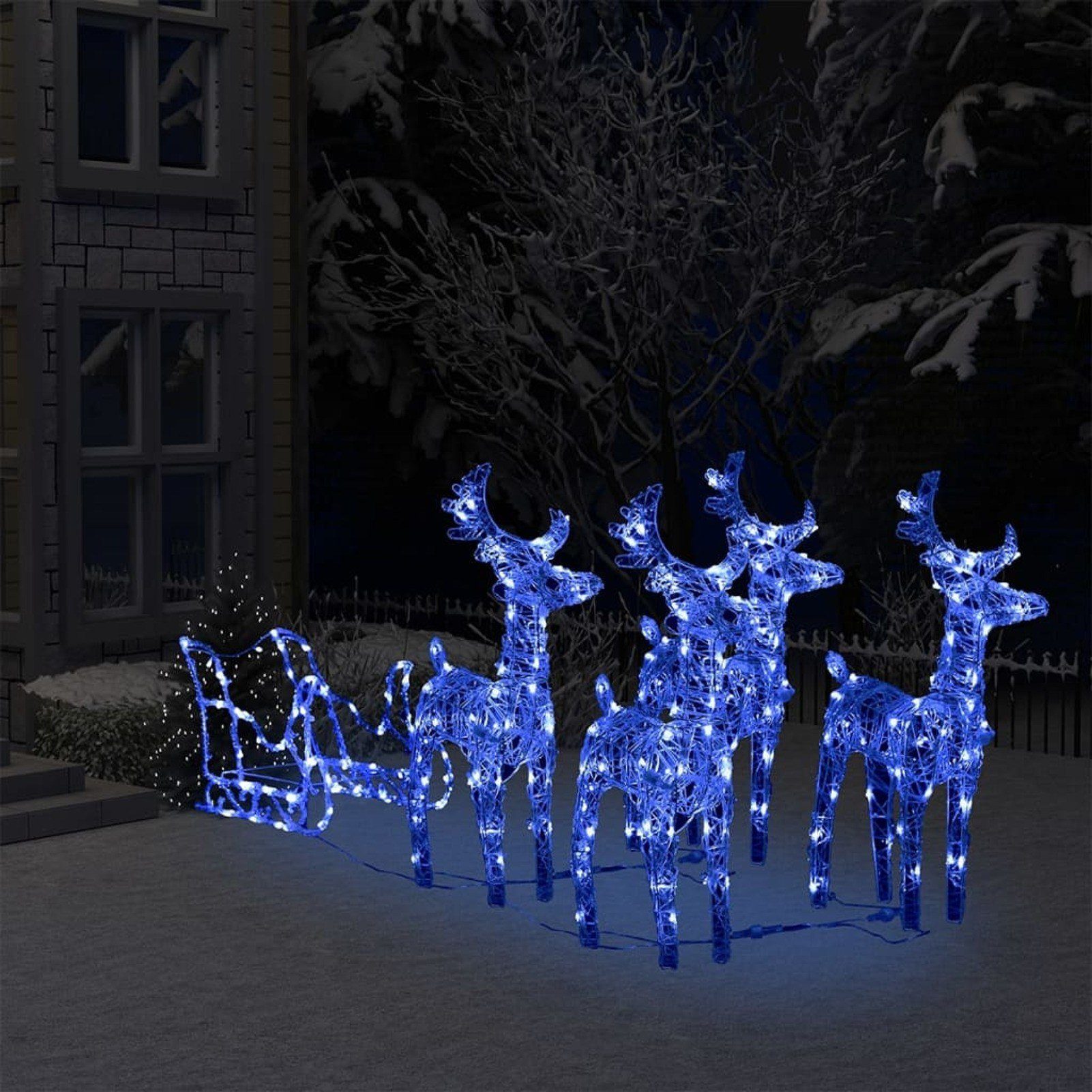 Sross LED-Lichterkette »LED Rentier mit Schlitten, 240er LED 120 x 63cm  Weihnachtsbeleuchtung für innen und aussen, 8 verschiedene Lichteffekte,4  Rentiere und Schlitten«