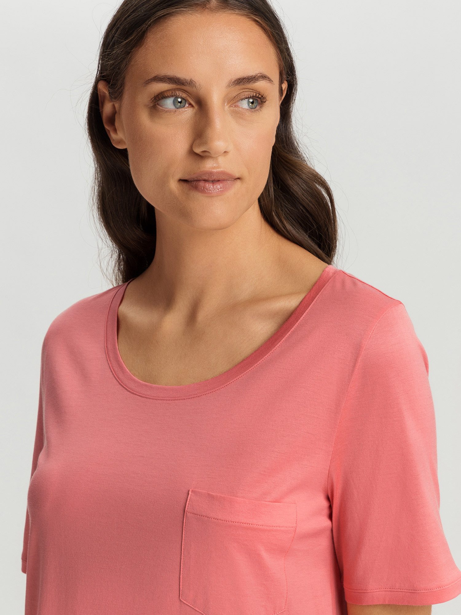 Hanro Nachthemd Cotton Deluxe, Kurzarm 90cm Nacht-hemd schlafmode sleepwear
