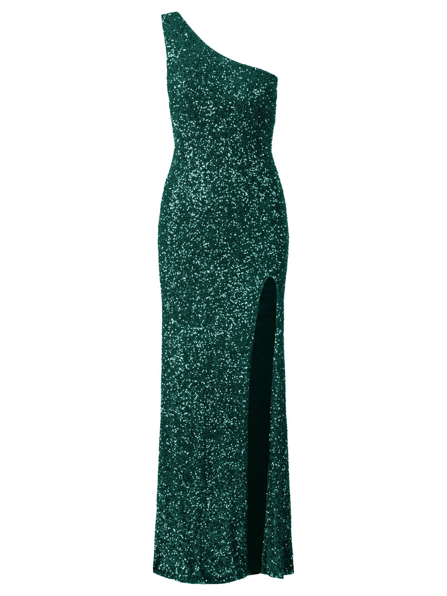 Abendkleid Allover-Paillettenmuster und emerald catching Apart Eye mit