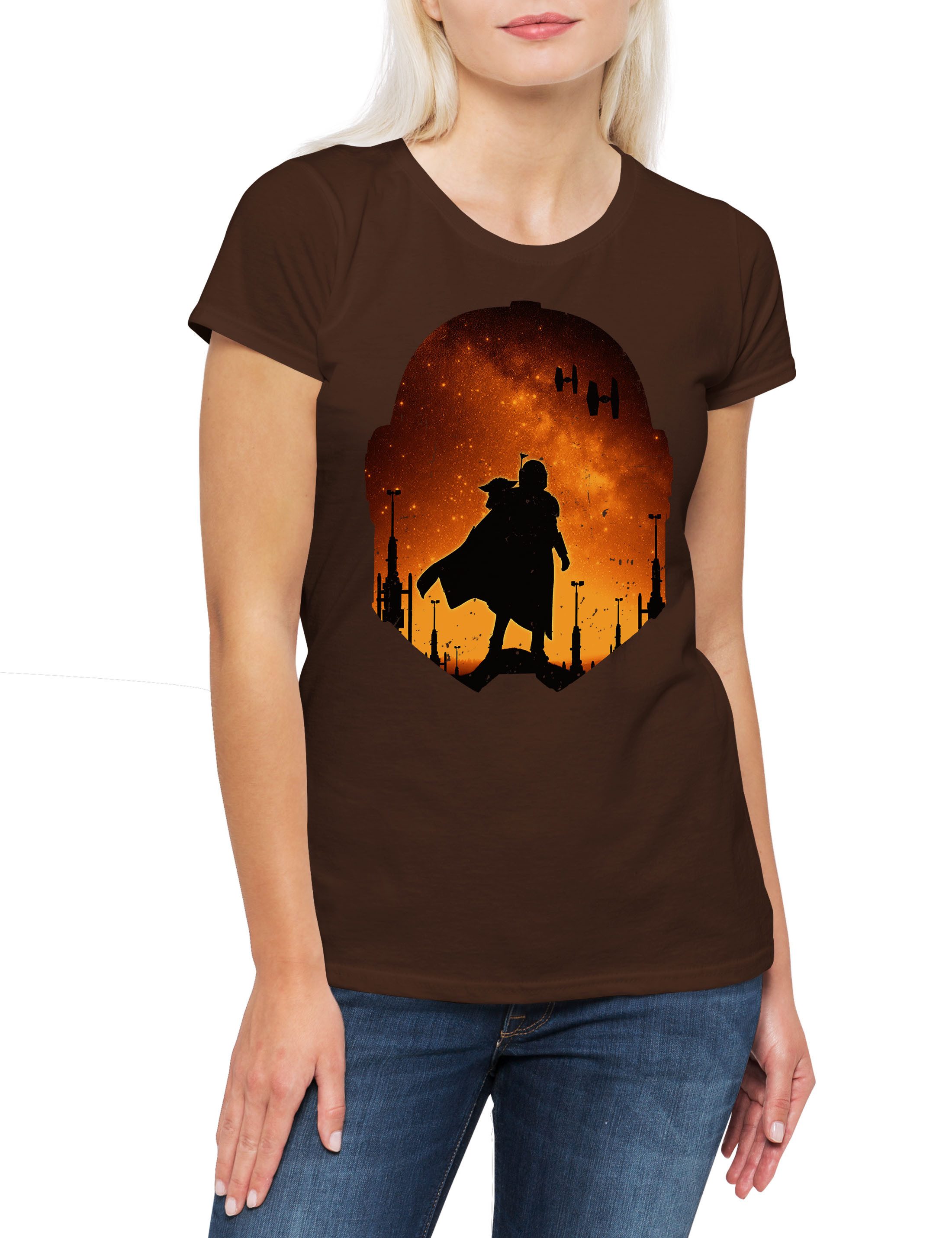 Print-Shirt Djarin Landscape Damen T-Shirt Star Din Rebel Mandalorian Wars Baby