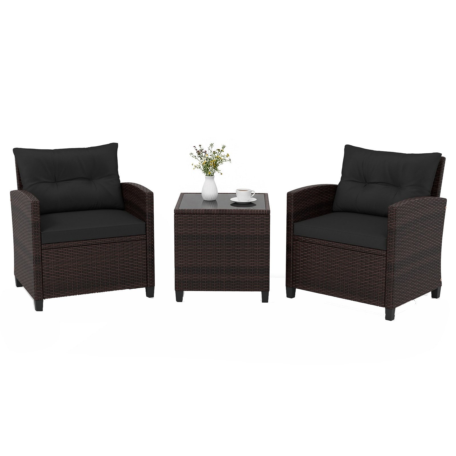 KOMFOTTEU Sitzgruppe Rattan Gartenmöbel, (Set, 3-tlg), mit Sitzkissen