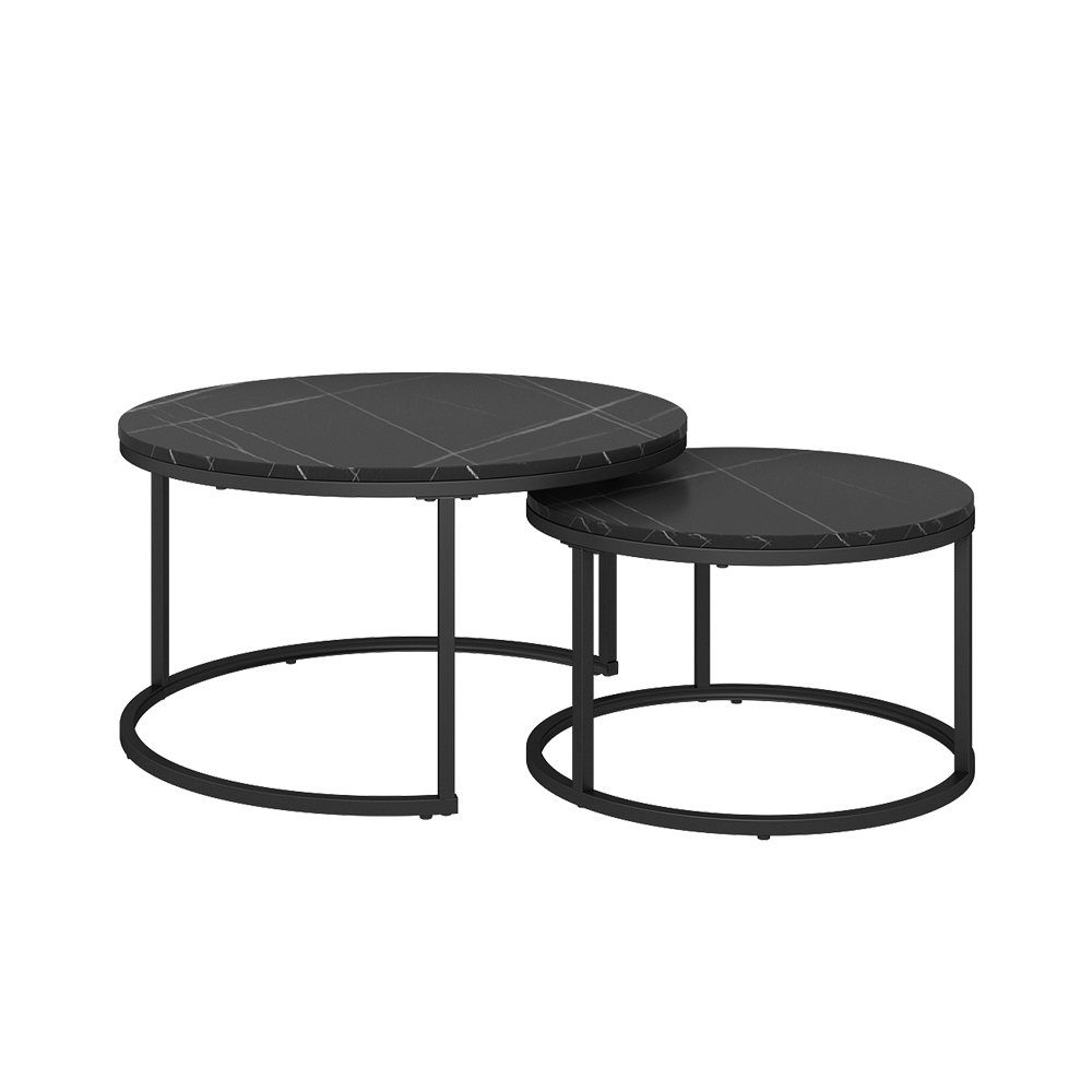 Vicco Couchtisch Beistelltischset Montreal Schwarz Marmor-Optik