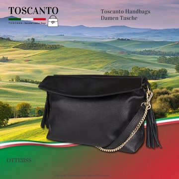 Toscanto Beuteltasche Toscanto Damen Schultertasche (Schultertasche), Damen Schultertasche, Beuteltasche Leder, schwarz, Größe ca. 35cm