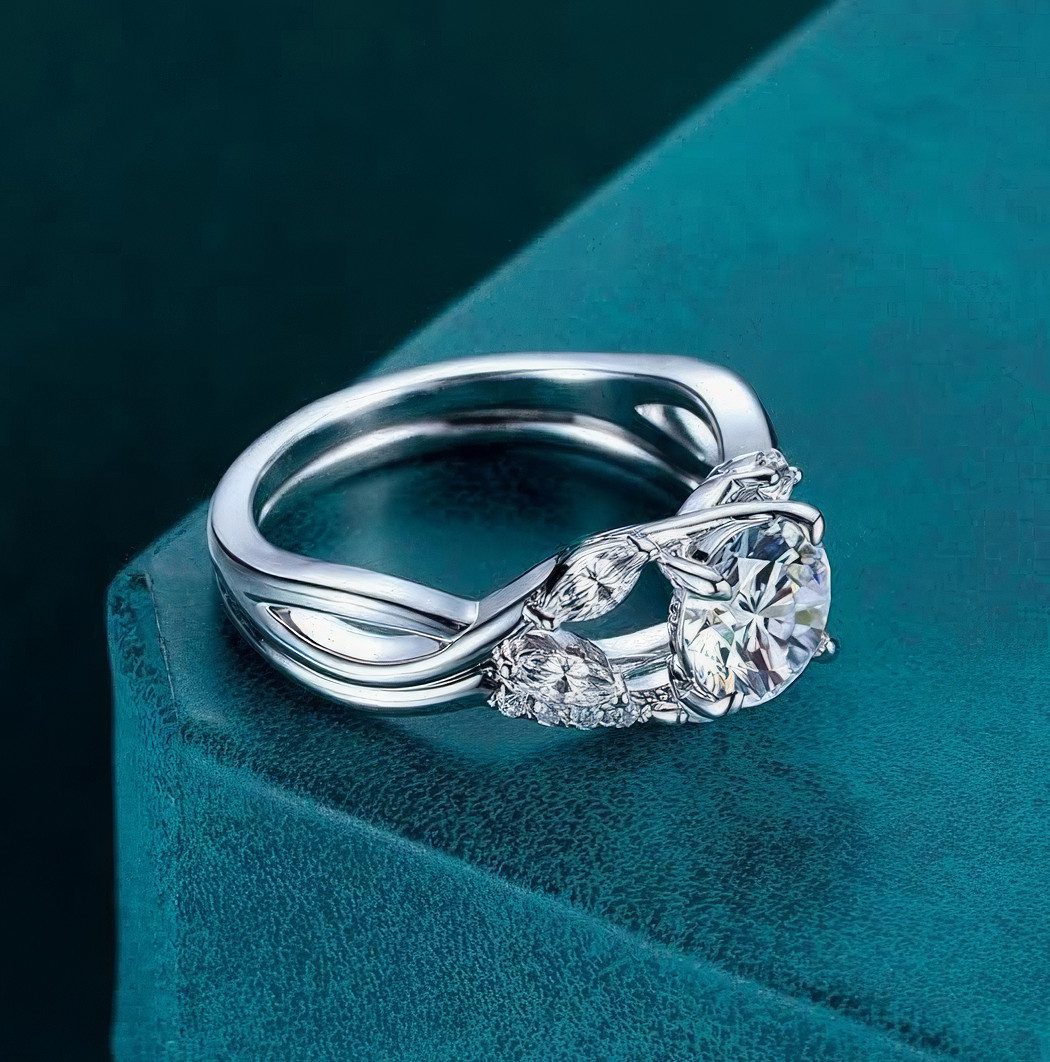 Jumpeak Diamantring ring frauen,14k Gold-Diamantring,1ct D Vs1 Brillantschliff,ring set, labordiamant,Mit IGi-Zertifikat,geschenk für frau,mutter tags geschenk
