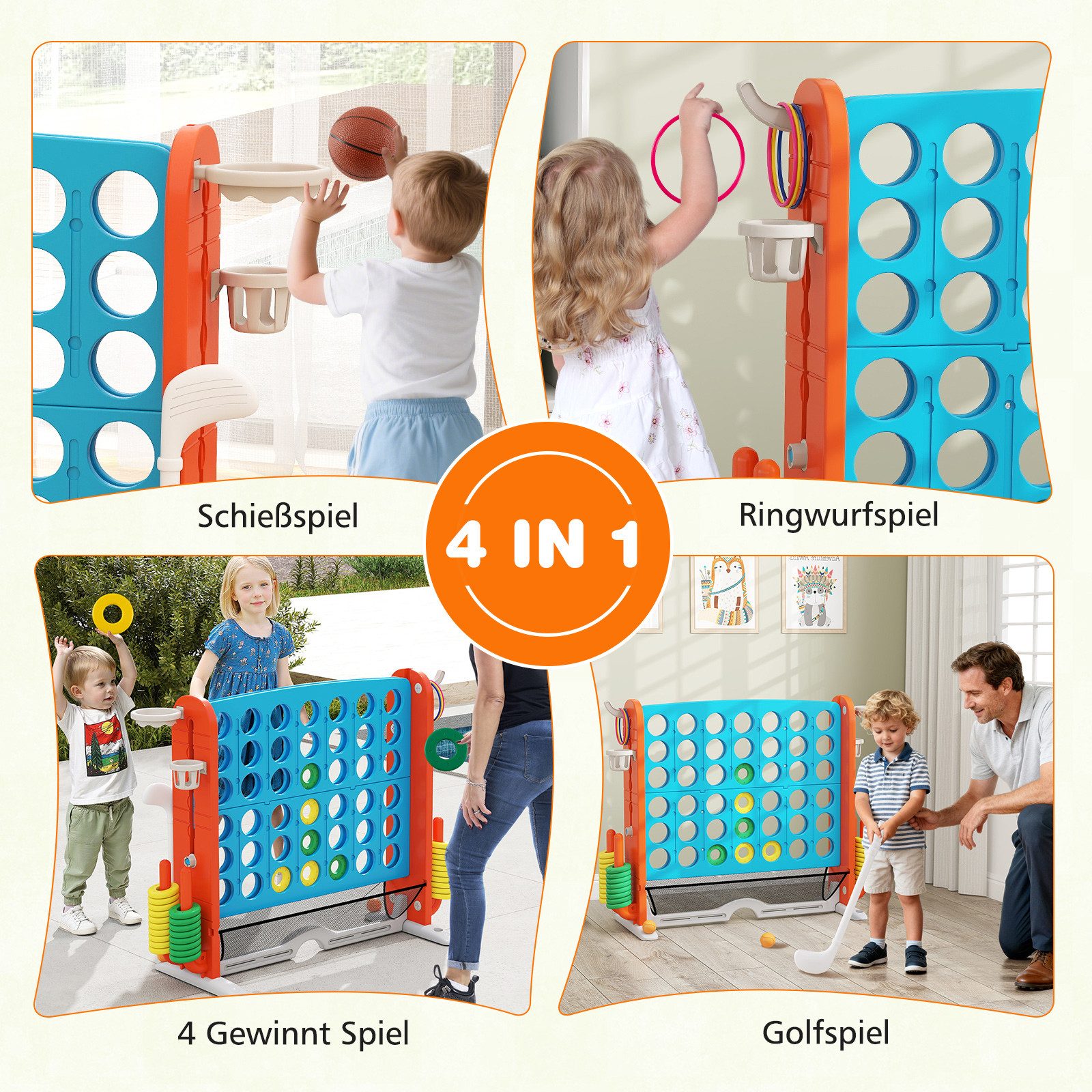 COSTWAY Spiel, 4 in Einer Reihe Strategiespiel, höhenverstellbar