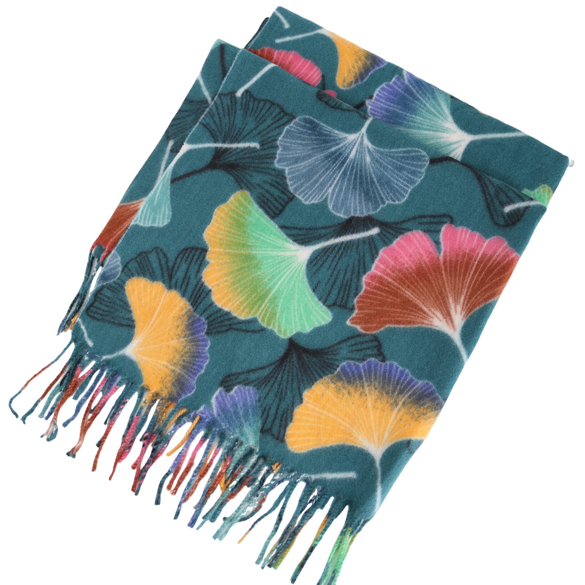 MIRROSI Modeschal weicher und warmer Schal Gingkoblatt mit Fransen, 70x180c günstig online kaufen