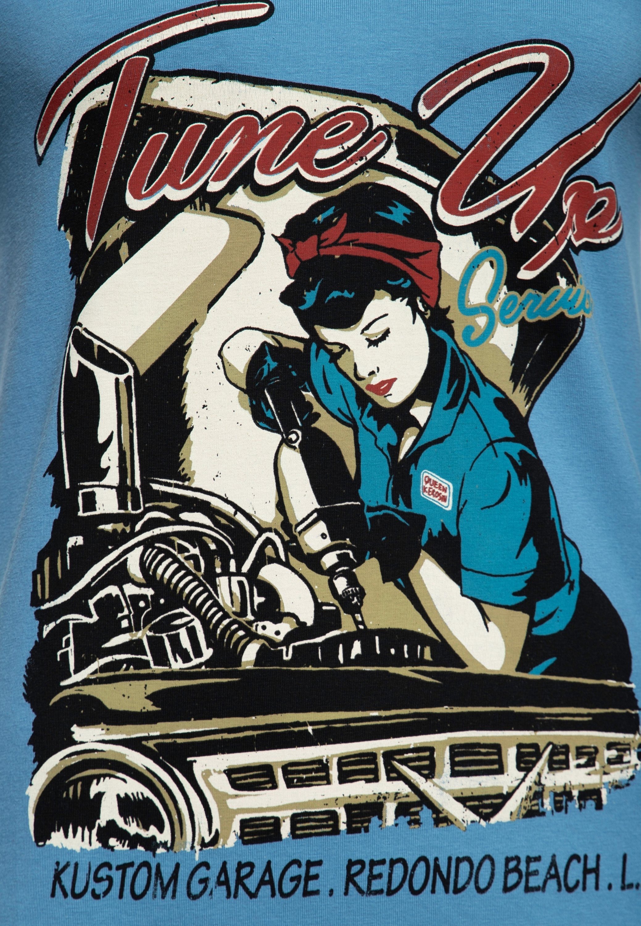 QueenKerosin Print-Shirt Tune Up (1-tlg) mit trendigem V-Ausschnitt