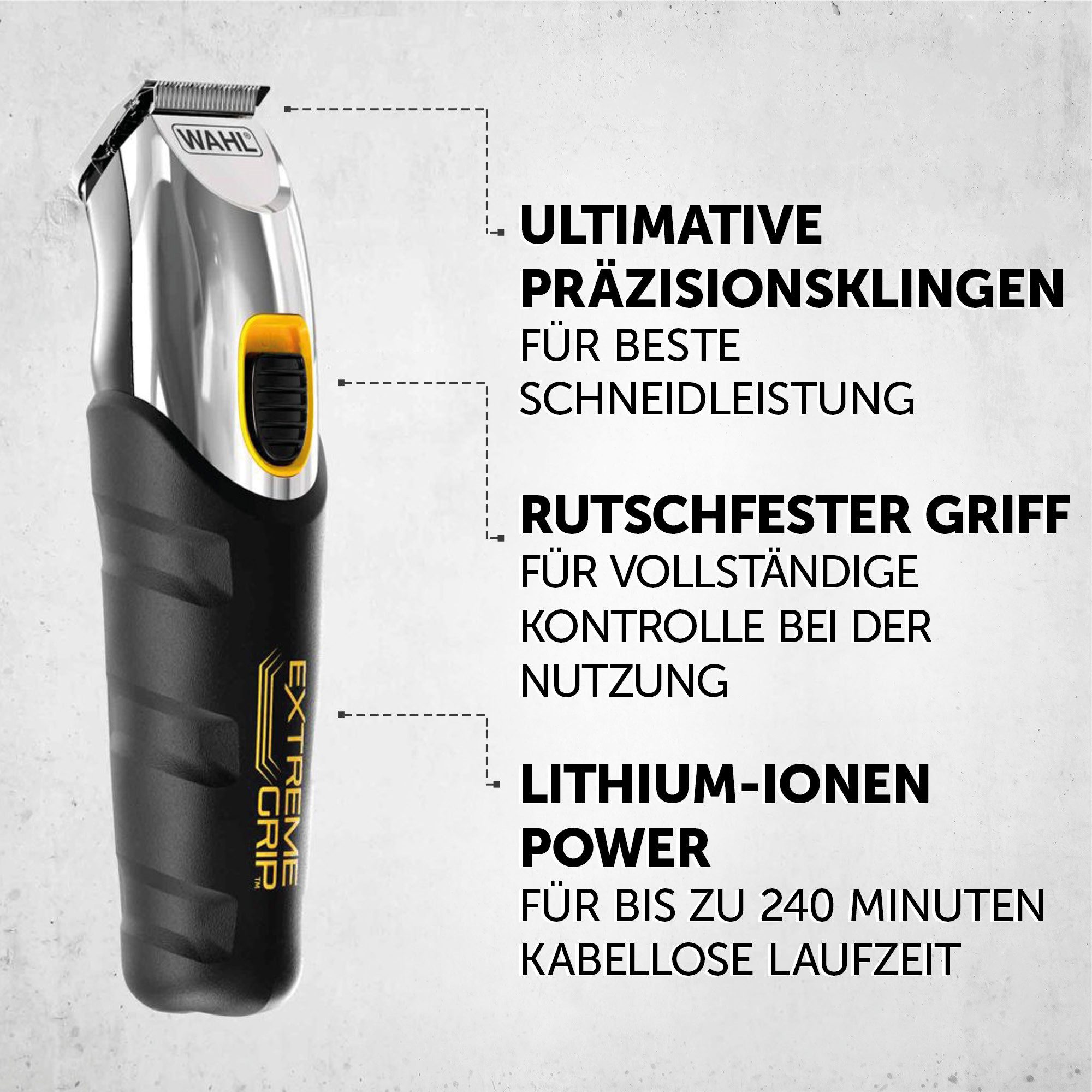Wahl Bartschneider Extreme Grip, 19-teiliges Akku-Bartschneider Set, Rutschfester Griff, Lithium-Ionen-Technologie, USB Aufladung