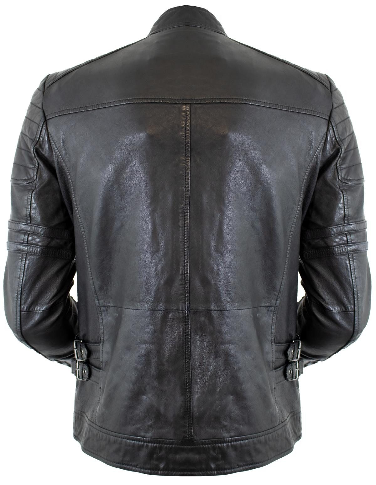 MDM Lederjacke Herren Freizeit Biker Lederjacke aus echtem Leder Leichte Bi günstig online kaufen