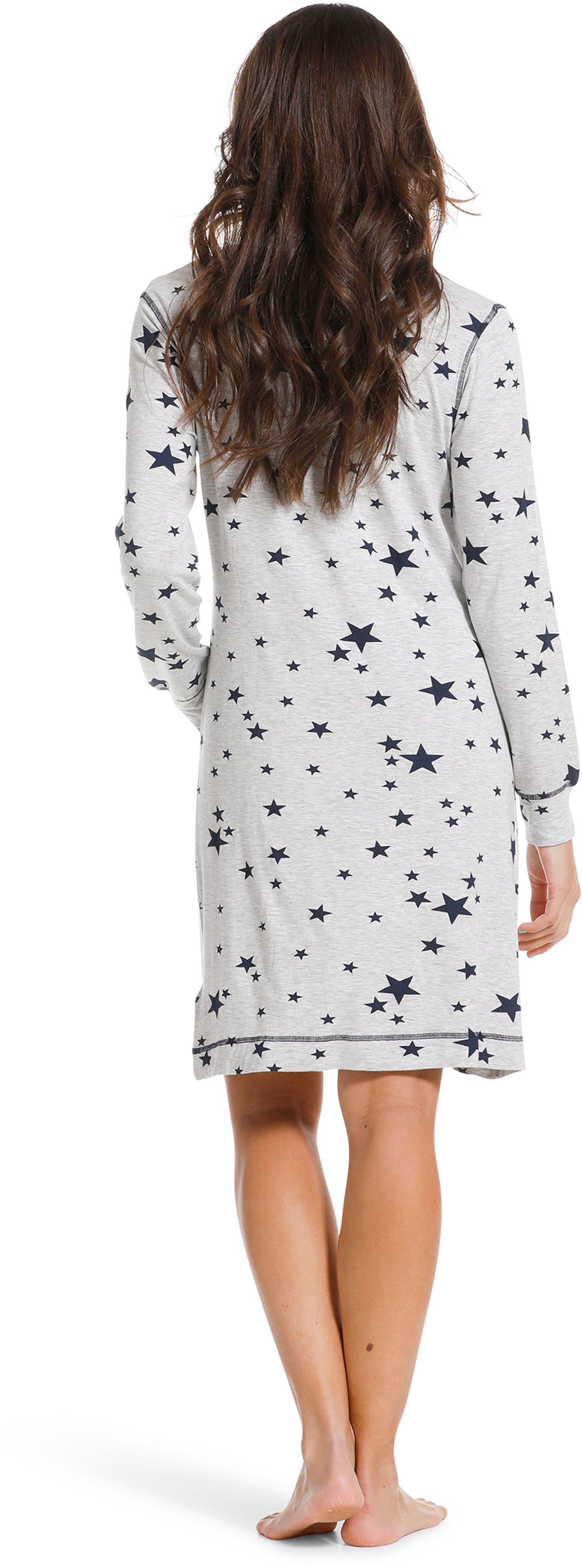 Rebelle Nachthemd Damen Nachthemd Sterne mit langem Arm (1-tlg) Modisches Design