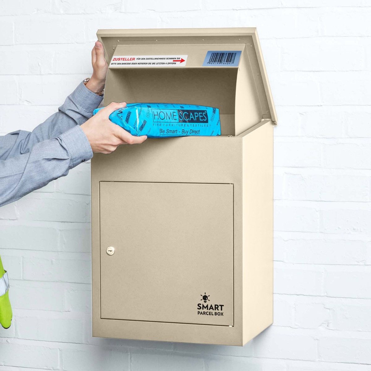 Smart Parcel Box Paketbriefkasten Mittelgroßer Paketbriefkasten, Entnahme vorne, creme
