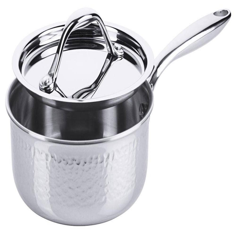 Contacto Kasserolle Contacto Stielkasserolle 16 cm mit Hammerschlag-Oberfläche mit Deckel