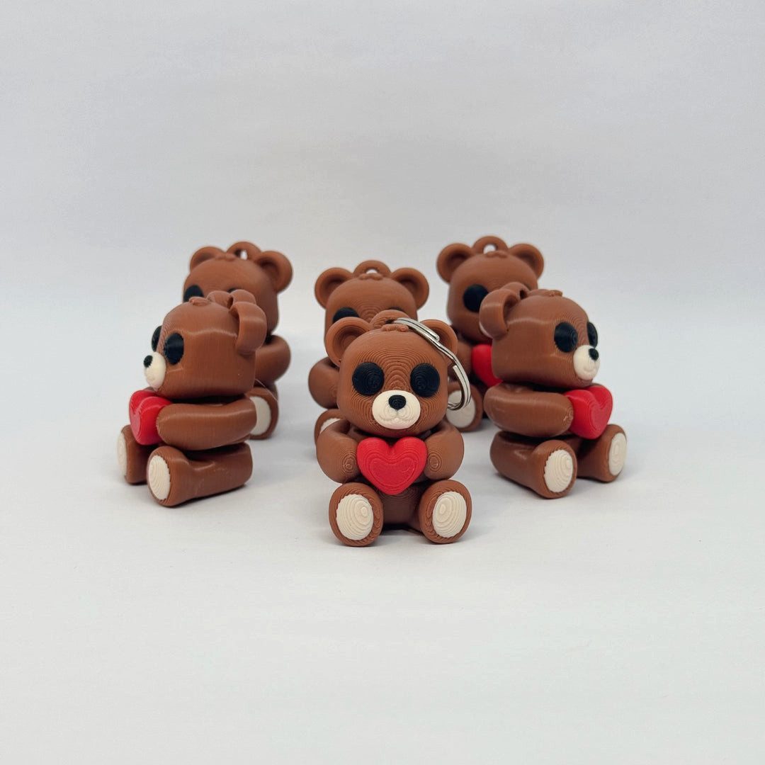 Schlüsselanhänger 3D-gedruckter Teddybär mit Herz - Schlüsselanhänger