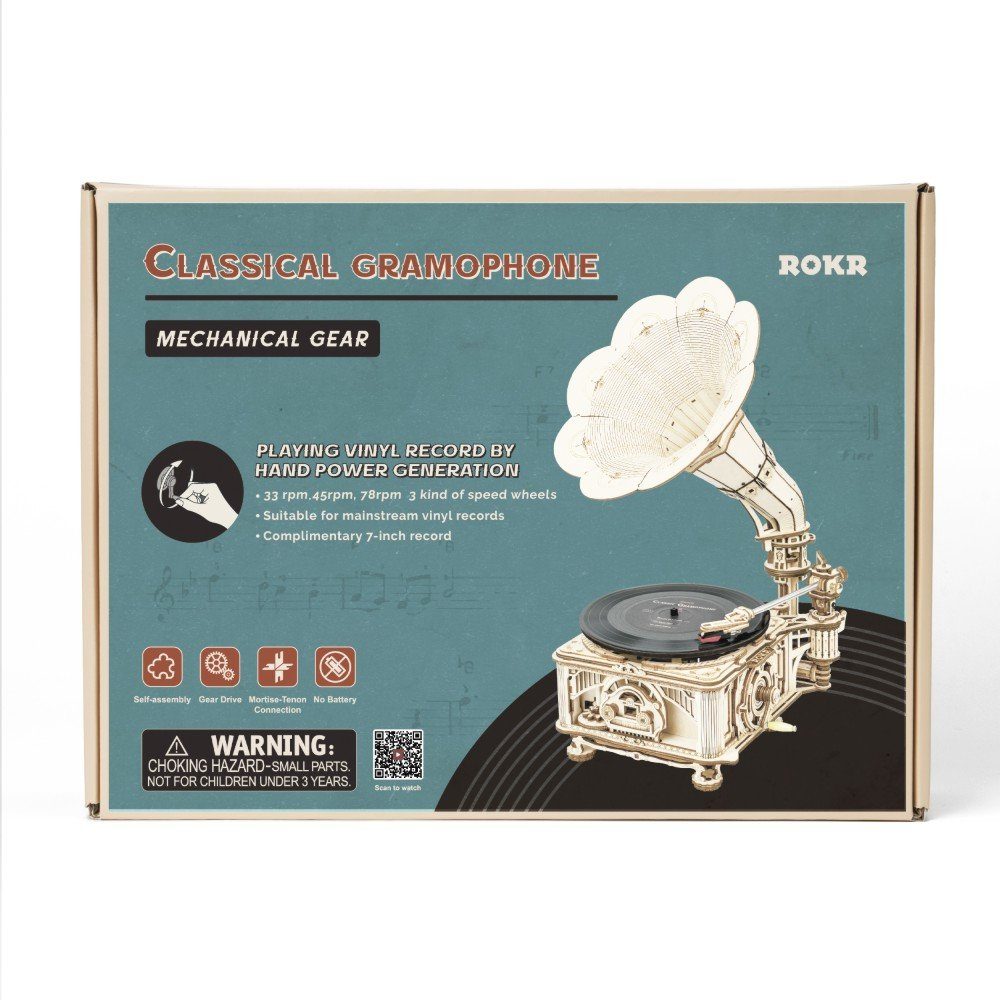 ROKR Gramophone, 3D-Puzzle Robotime Classical Puzzleteile 424