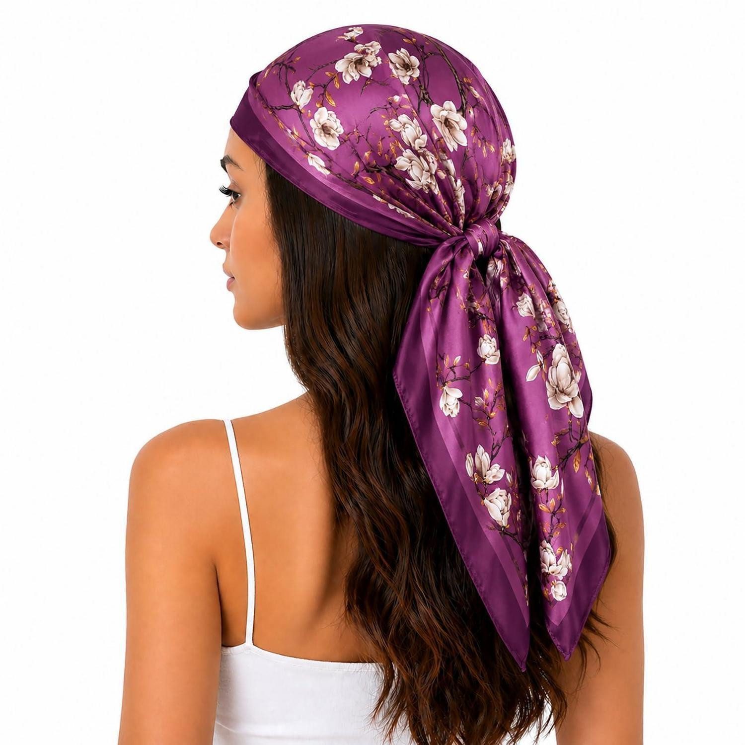 LuxusKollektion Bandana Schal Damen Quadratisch Satin 90x90cm, (1-St)