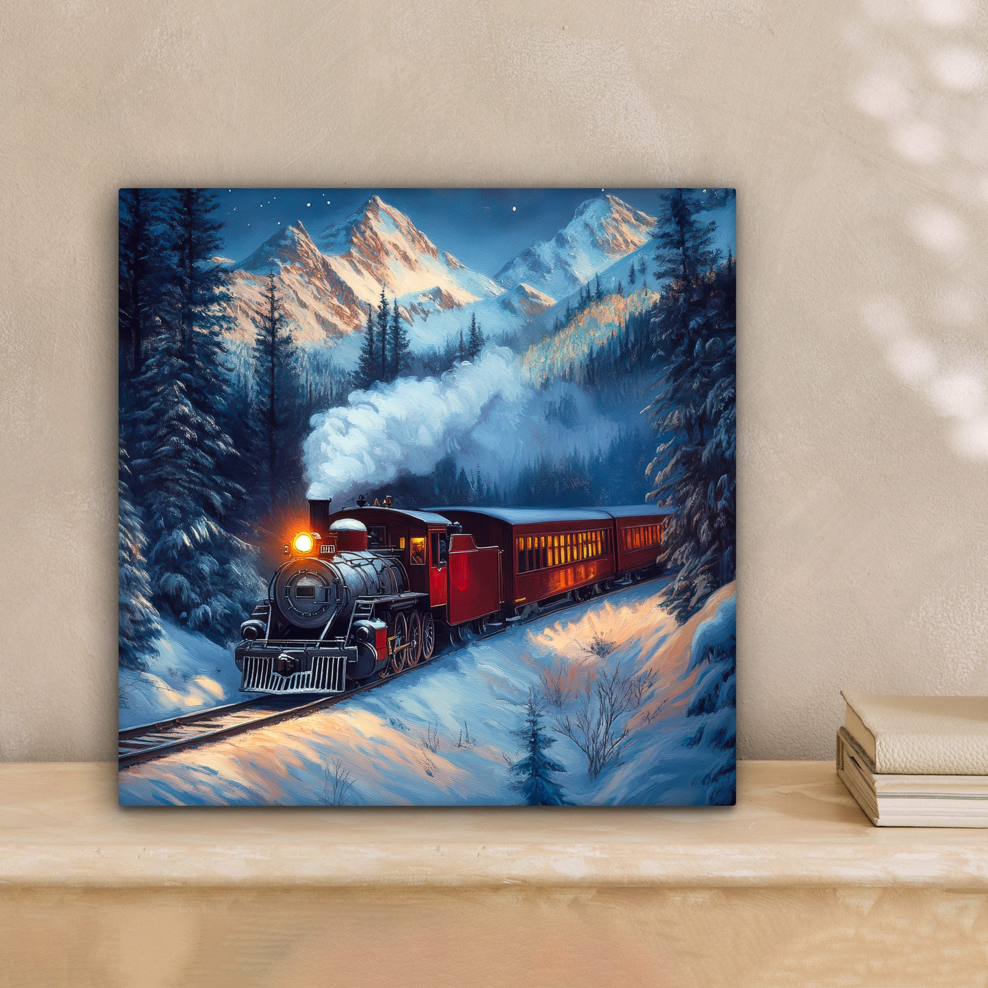 OneMillionCanvasses® Leinwandbild Zug - Weihnachten - Schnee - Weihnachtszu günstig online kaufen