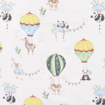 Vorhang SCHÖNER LEBEN. Vorhang Lamarama Lamas, Pandas und Heißluftballons 245c, SCHÖNER LEBEN., Smokband (1 St), blickdicht, handmade, made in Germany, vorgewaschen