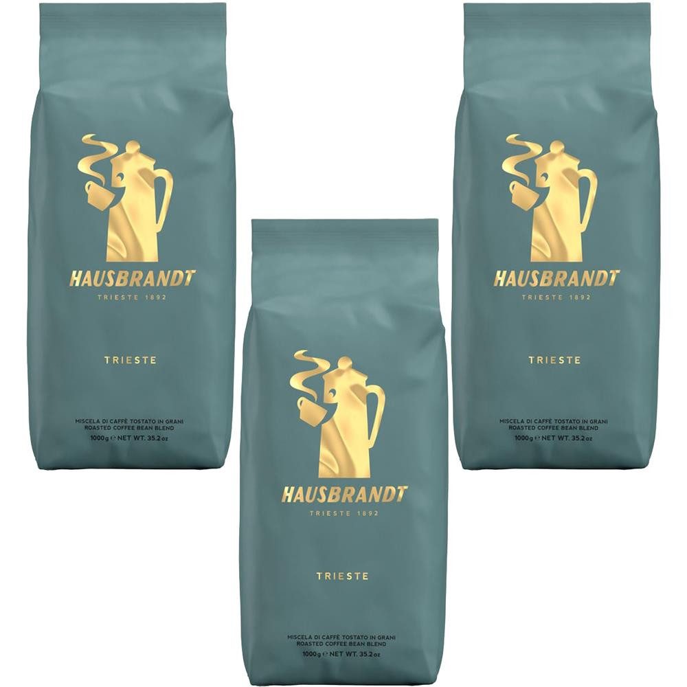 Hausbrandt Kaffee Trieste 3x1kg ganze Bohnen Kaffeebohnen, 3 x 1000 g, 70 % Arabica, 30 % Robusta